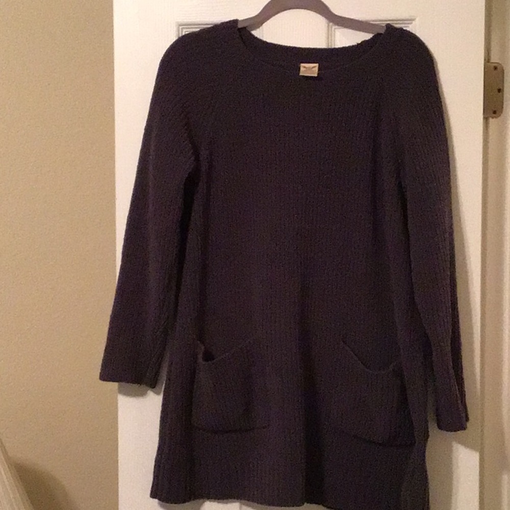 Faded Glory *Warm Chenille* Tunic Length Dark Gray Sweater Sz M in EUC